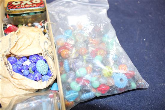 A quantity of old and antique glass beads, many in the style of marbles